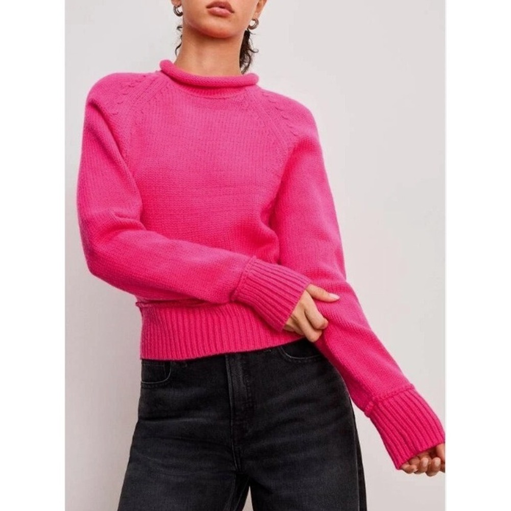 Good American Ballerina Pink Crewneck Knit Sweater 2XL Hot Pink GSK0298 NEW
